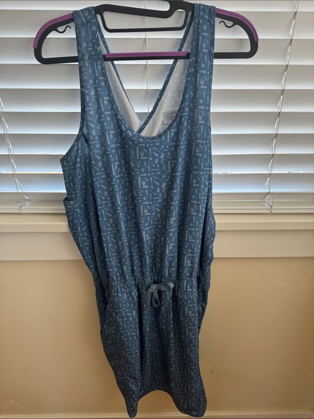 Patagonia Blue Printed Sleeveless Drawstring Sundress